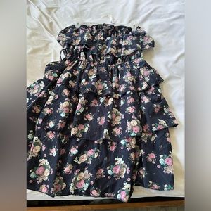 Strapless Floral mini dress